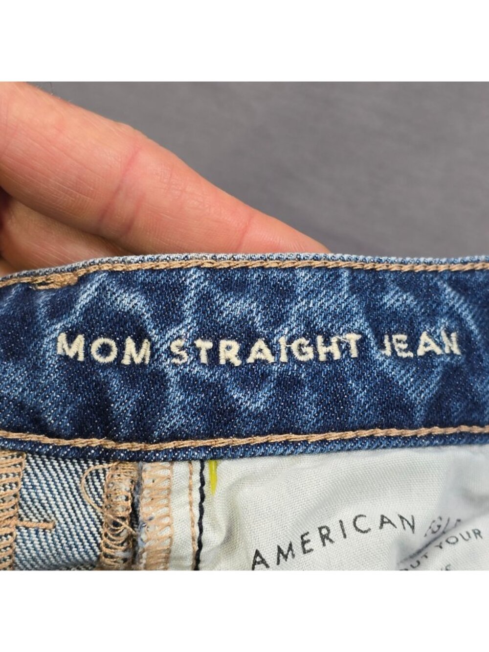 American Eagle Womens 00 Mom Straight Jeans Medium Wash Distressed Denim Blue - Picture 3 of 6